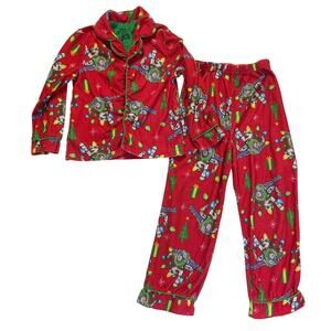Disney Toy Story Boys Pijama Set size 6 Red Green Long Sleeve Buzz Lightyear